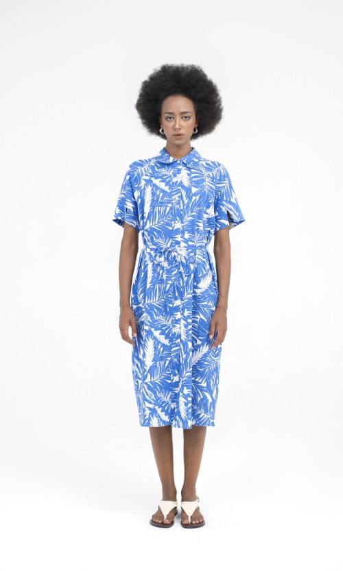 Sixdo SIXDO Shirtwaist Raw Midi Dress